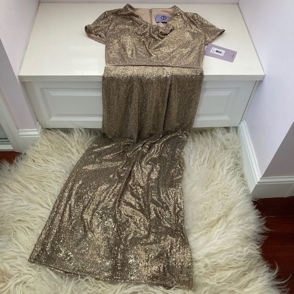 JS COLLECTIONS Cowl Neck Sequin Gown - Picture 2 of 12